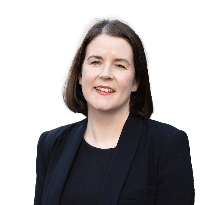 a woman in a black suit