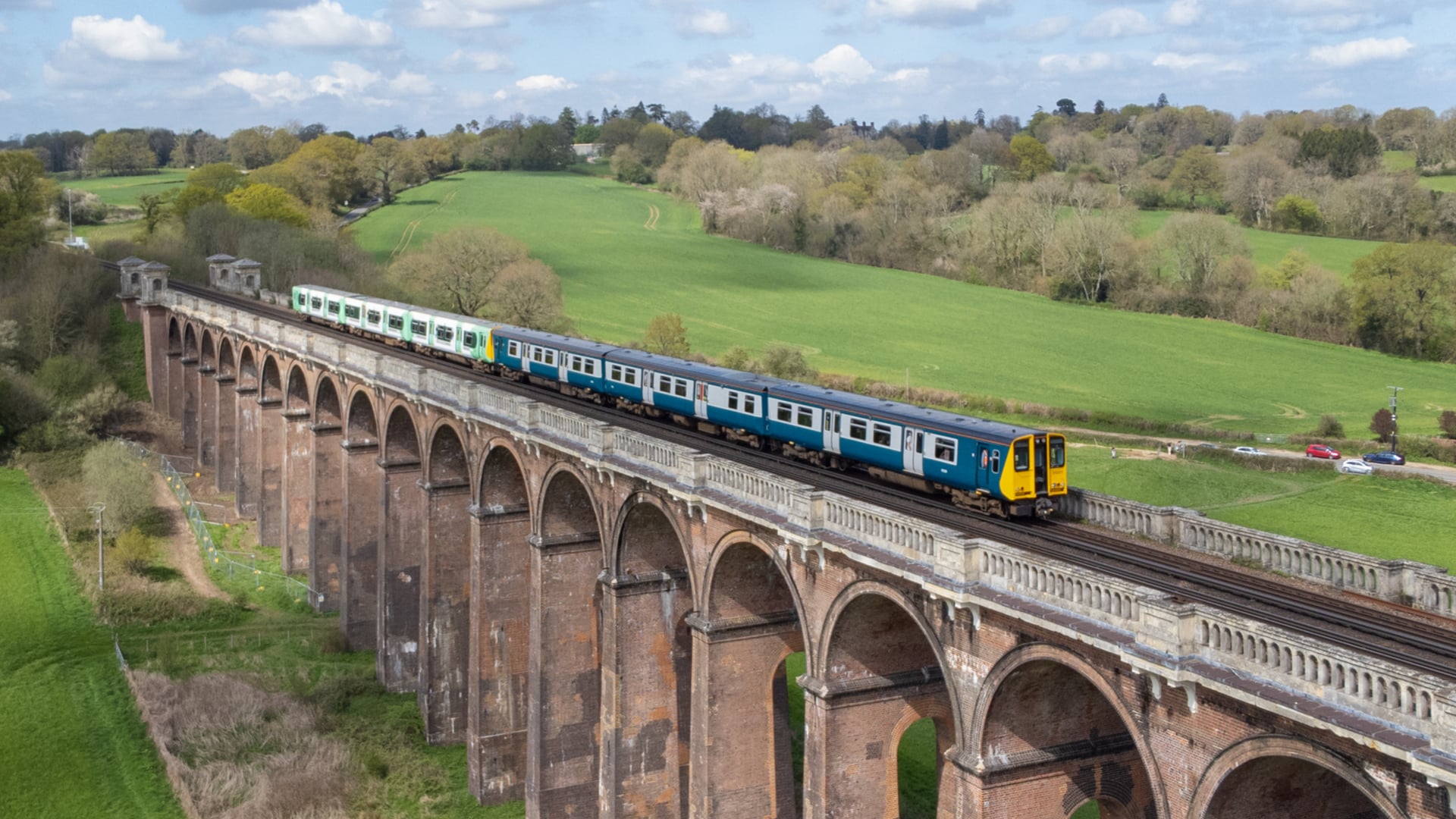 a train on a bridge