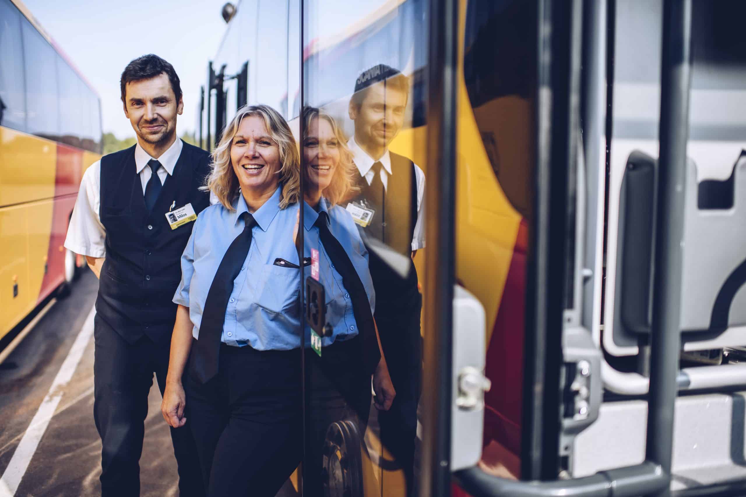 Colleagues Infront of bus